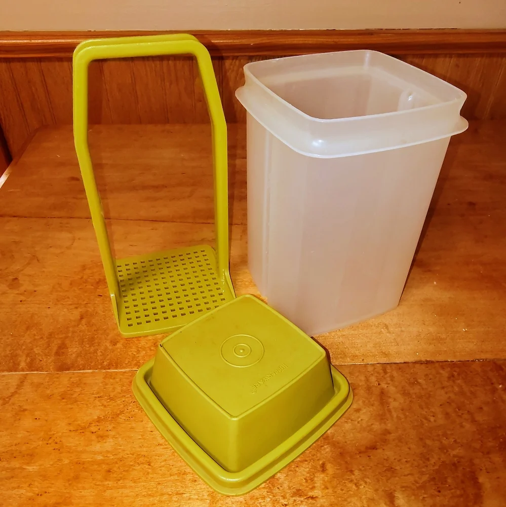 Vintage, Tupperware,Avocado Green and Clear Kitchen Storage Container